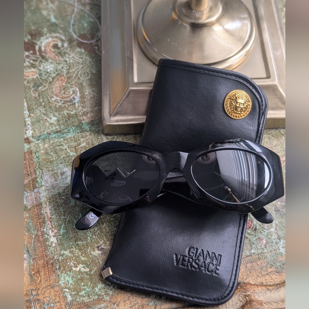 Versace Vintage Medusa Black and Silver Sunglasses